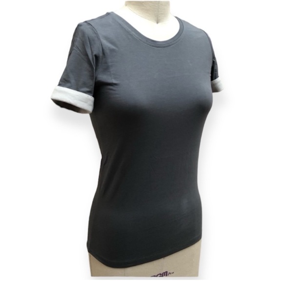 Z Attitude Tops - NWT Z Attitude Crewneck Tee With Rolled Cuffs Heather Charcoal